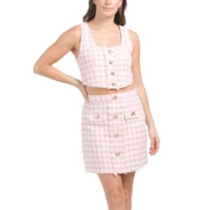 Walter Baker Pink Tweed Ida Crop Top & Iliana Skirt Set